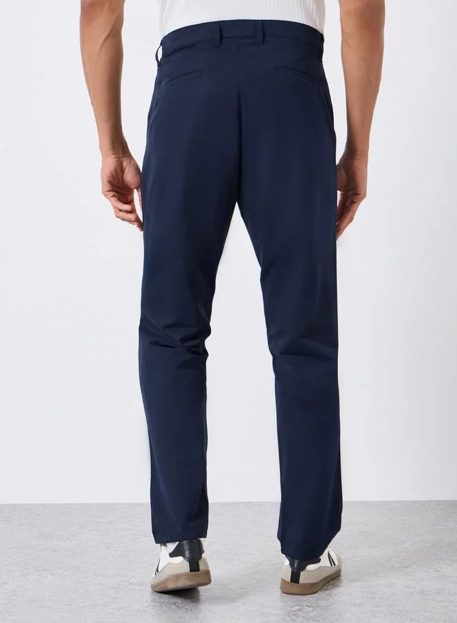 Styli Men Navy Blue Regular Tapered Tailored Trousers